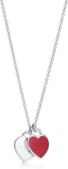 Halskette mit Herz Anhänger, 925 Silber, Emaille, Weiß, Damen, 45 cm - Bild 1