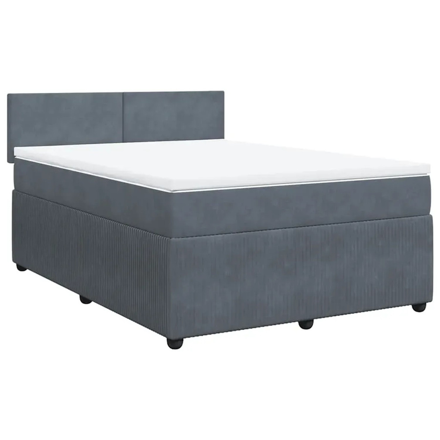 vidaXL Boxspringbett mit Matratze Dunkelgrau aus Samt, Hybrid-Design mit Taschenfederkern, B/T: 140 x 200 cm - Bild 2