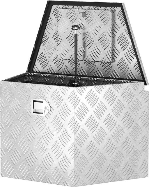 HOMCOM Aluminium Werkzeugkasten für Anhänger und Lieferwagen, abschließbar, trapezförmiges Design, Silber, B/T/H: 73,7 x 41 x 46 cm - Bild 1