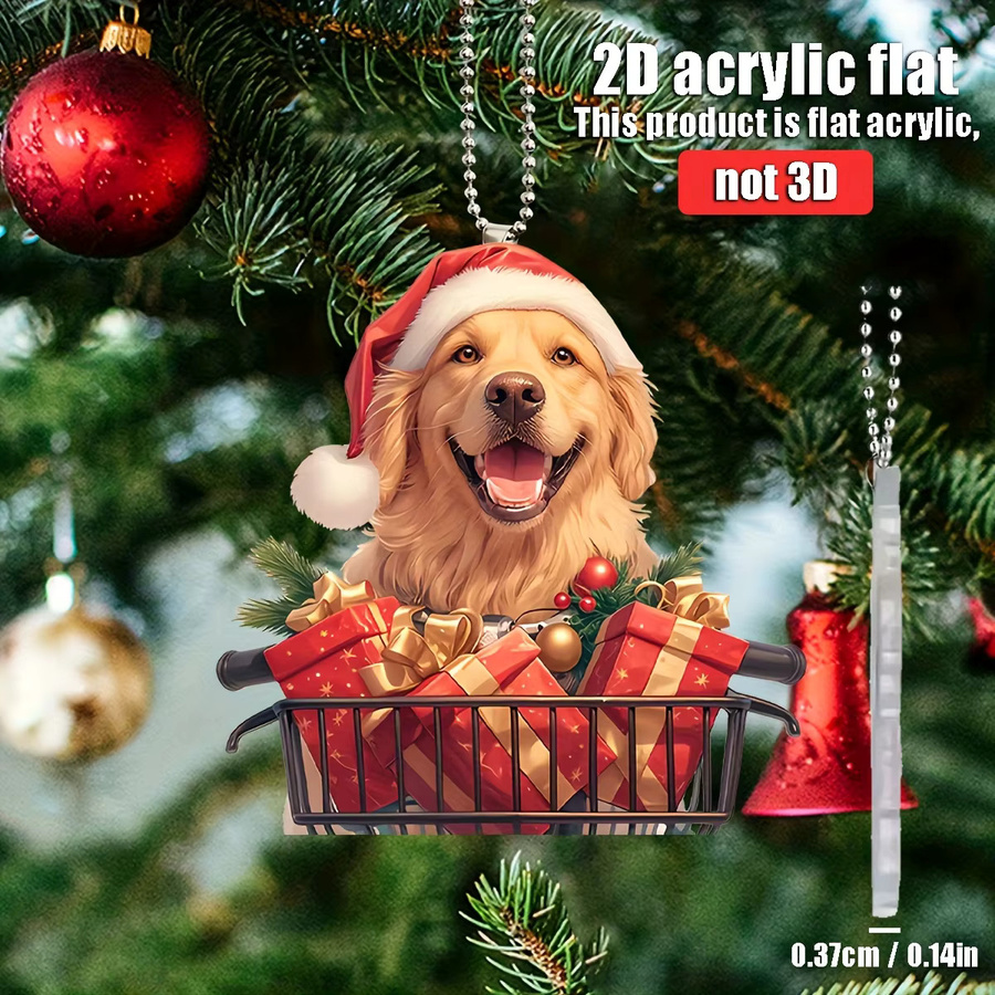 Weihnachts-Anhänger Golden Retriever aus Acryl für Auto, Rucksack und Schlüsselanhänger - Bild 6