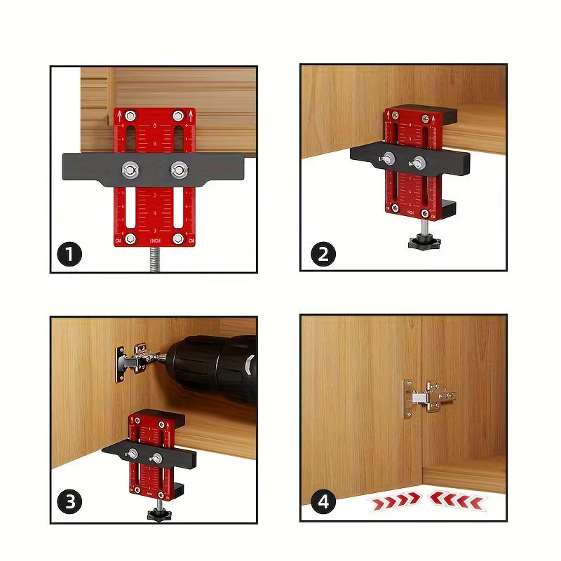 GDART Schranktür-Montagevorrichtung aus Aluminium mit Stützarm und Klemme in Rot - Bild 4