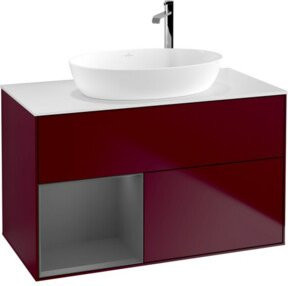 V&B Waschtischunterschrank Finion 100 mit Wandbeleuchtung in Weiß und Anthrazit B/T/H: 100 x 50,1 x 50,1 cm - Bild 1