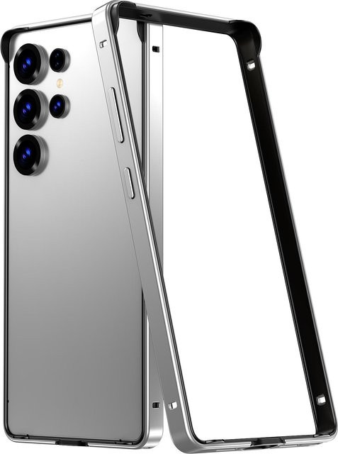 Silikon-Metall-Bumper-Hülle für Samsung Galaxy S25 Plus in Schwarz - Bild 1