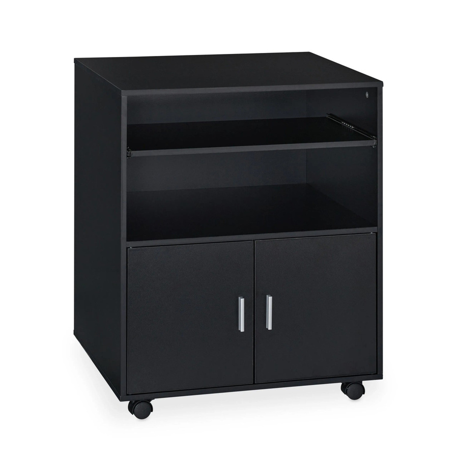 Relaxdays Rollcontainer aus Spanplatte in Schwarz mit Tastaturauszug und Rollen, B/T/H: 74 x 60 x 48 cm - Bild 2