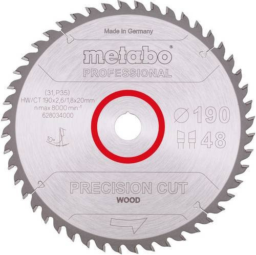 Metabo Kreissägeblatt Precision Cut Wood Professional, Durchmesser: 190 mm, Farbe: Silber - Bild 1