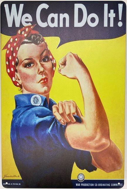 Forever_USA Blechschild Rosie The Riveter WWII Kriegswerbung Metall-Wandschild Multicolour B: 20,0 cm, H: 14,0 cm - Bild 1