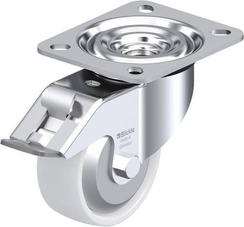 Blickle Lenkrolle mit Feststeller L-PPN 80G-FI-FA, Rad-Durchmesser: 80 mm, Tragfähigkeit: 120 kg, Farbe: Silber/Weiß - Bild 1