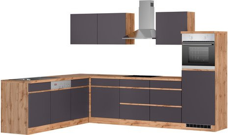 Winkelküche Tampa von HELD MÖBEL in Grau mit Melaminharz-beschichteter Arbeitsplatte, Breite: 240 cm, Tiefe: 60 cm, Höhe: 200 cm - Bild 1
