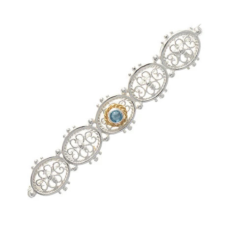 SIGO Brosche 925 Silber, Zirkonia, hellblau - Bild 1