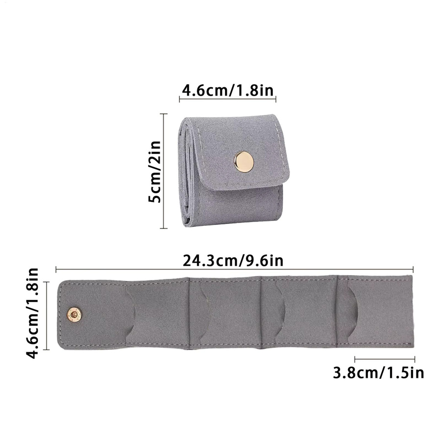 Faltbarer Schmuck-Organizer aus Samt in Beige zur Aufbewahrung von Halsketten, Ringen und Ohrringen - Bild 3