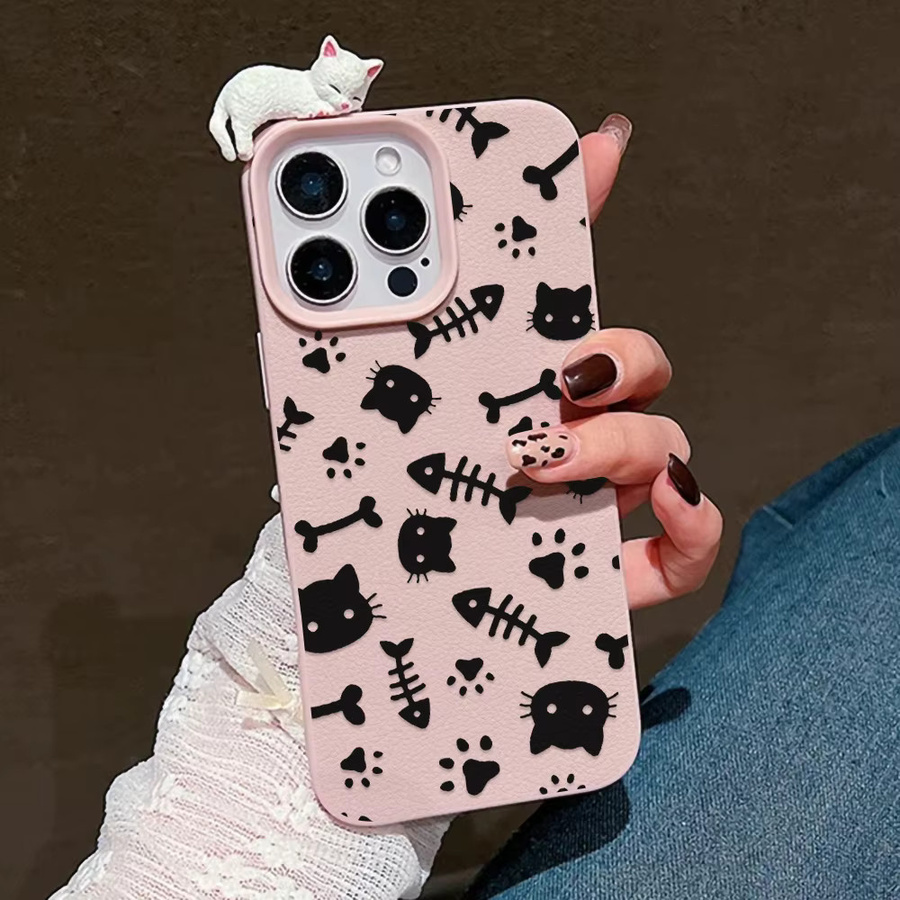 FiSh Handyhülle mit süßem 3D-Katzen-Lychee-Muster für iPhone 15, Soft Cover - Bild 2