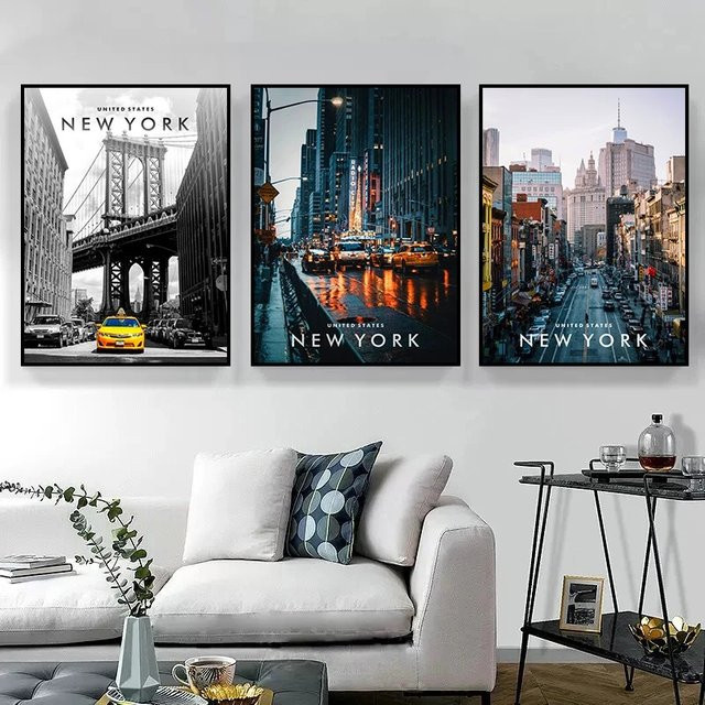 Potdemiel Leinwandgemälde New York City Koordinaten Wandkunst für dein Wohnzimmer - Bild 1