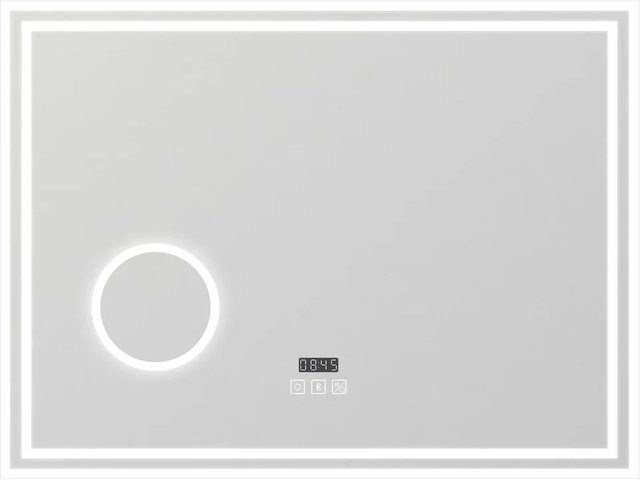 Duschparadies Badspiegel mit LED Beleuchtung, Bluetooth, Uhr und 3-fach Lupe, Touch-Funktion, B: 100 cm, H: 60 cm, Farbe: Weiß - Bild 1