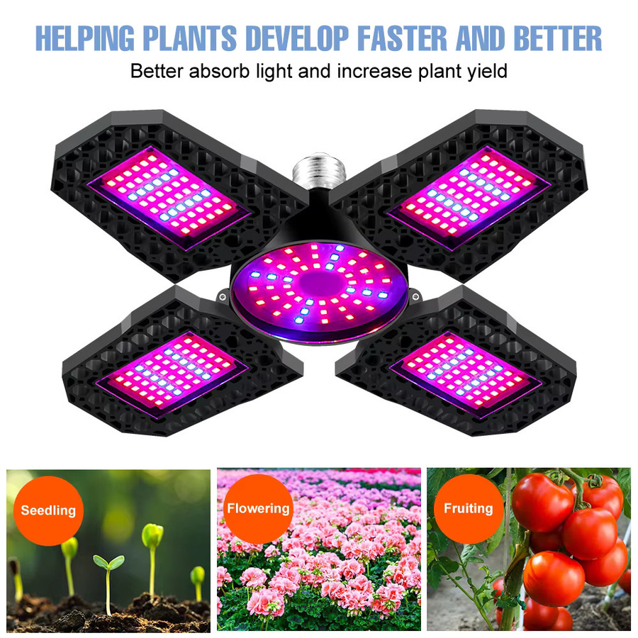 CanLing LED-Wachstumslampe mit vollem Spektrum, 200 W, E27/E26, faltbar, Schwarz - Bild 4