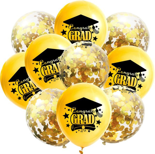 10 Stück KUKUZHU Glückwunschballons aus Latex in Gold und Schwarz mit Konfetti für deine Party-Dekoration - Bild 1
