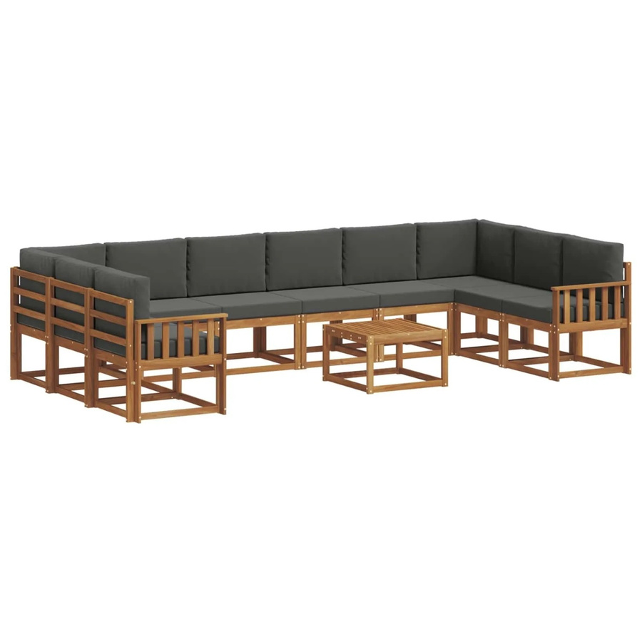 vidaXL Outdoor-Sofagarnitur aus Akazienholz mit 11-teiligem Set und Kissen in Anthrazit - Bild 2