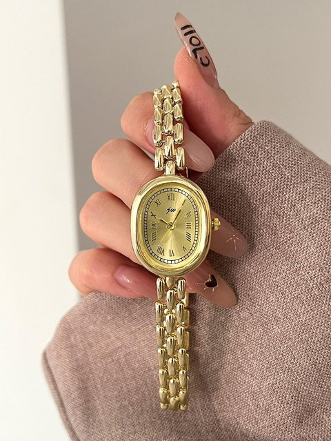 Armbanduhr Quarz, Oval, Gold, Legierung, Damen - Bild 1