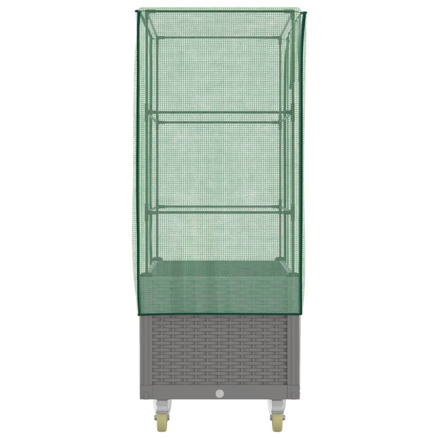 vidaXL Hochbeet mit Aufsatz und Rollen in Rattan-Optik, Hellgrau, B/T/H: 80 x 50 x 182 cm - Bild 2