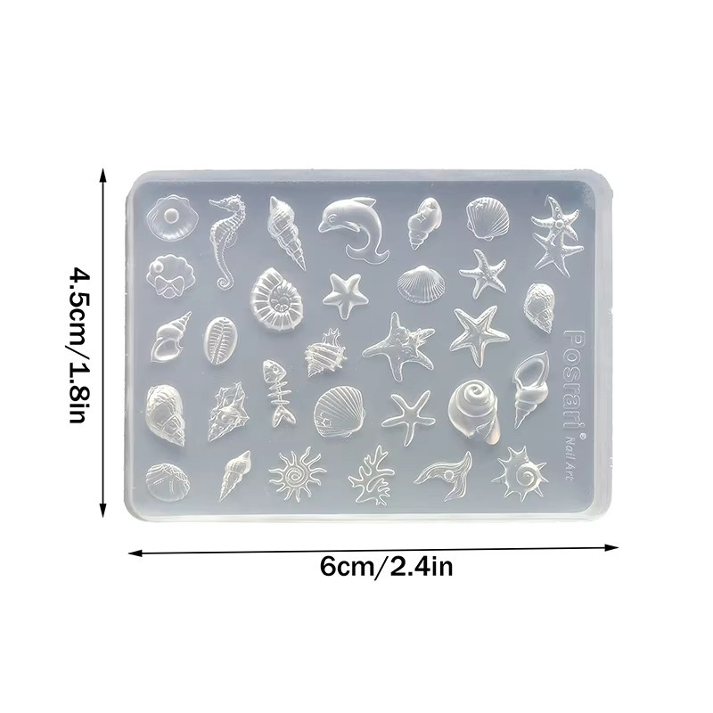 KOQZM Nagelform 3D Acryl Meeresschalen Seesterne und Fische, 1 Stück - Bild 2