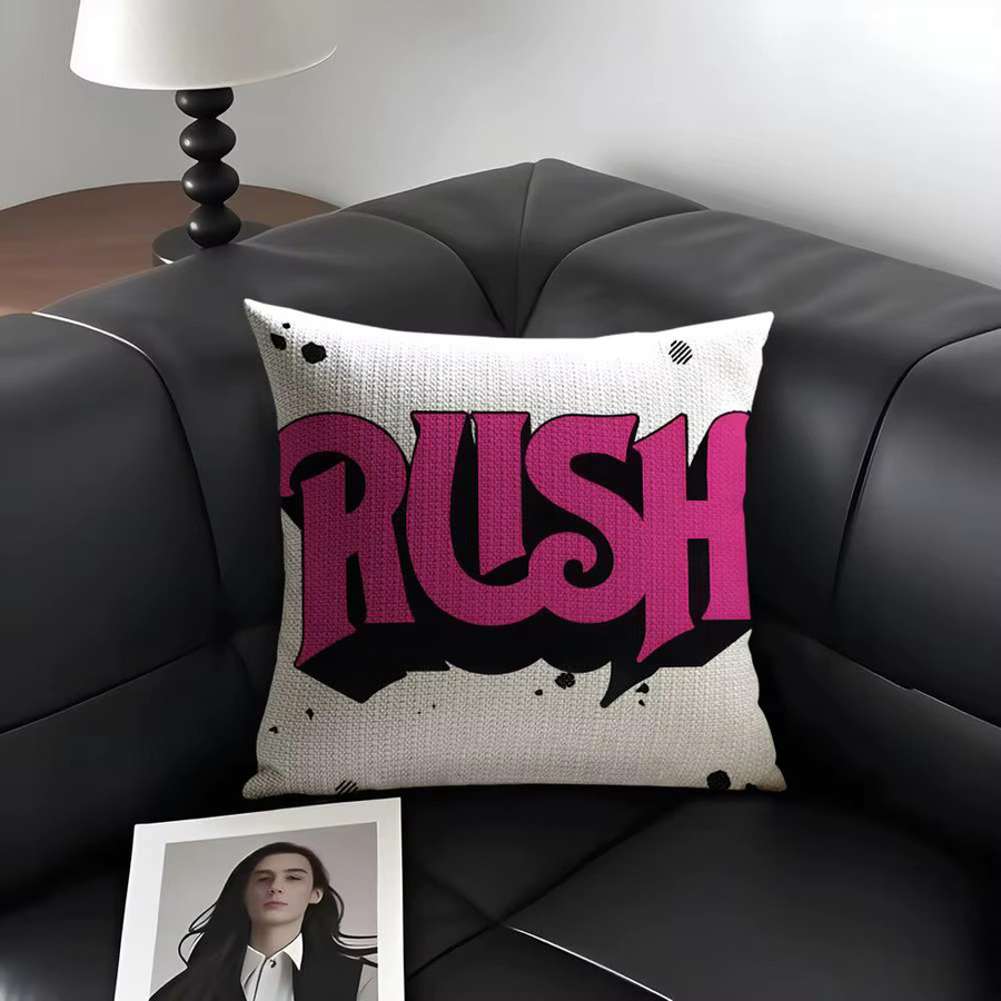 R-Rush RockK Band Kissenbezug aus weißem Bio-Leinen mit doppelseitigem Grafikdruck, B/T/H: 30 x 30 x 1 cm - Bild 4