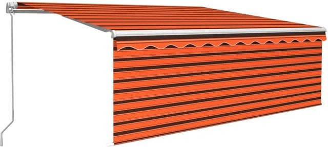 vidaXL Markise manuell einziehbar mit Rollo und LED in Orange Braun, B: 450 cm, H: 300 cm - Bild 1