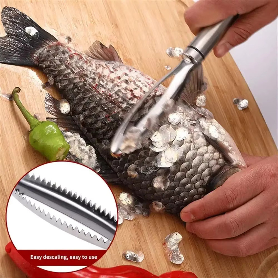 Venlohome Fischschaber aus Edelstahl in Silber zum einfachen Entfernen von Fischschuppen und zur Fischreinigung - Bild 2
