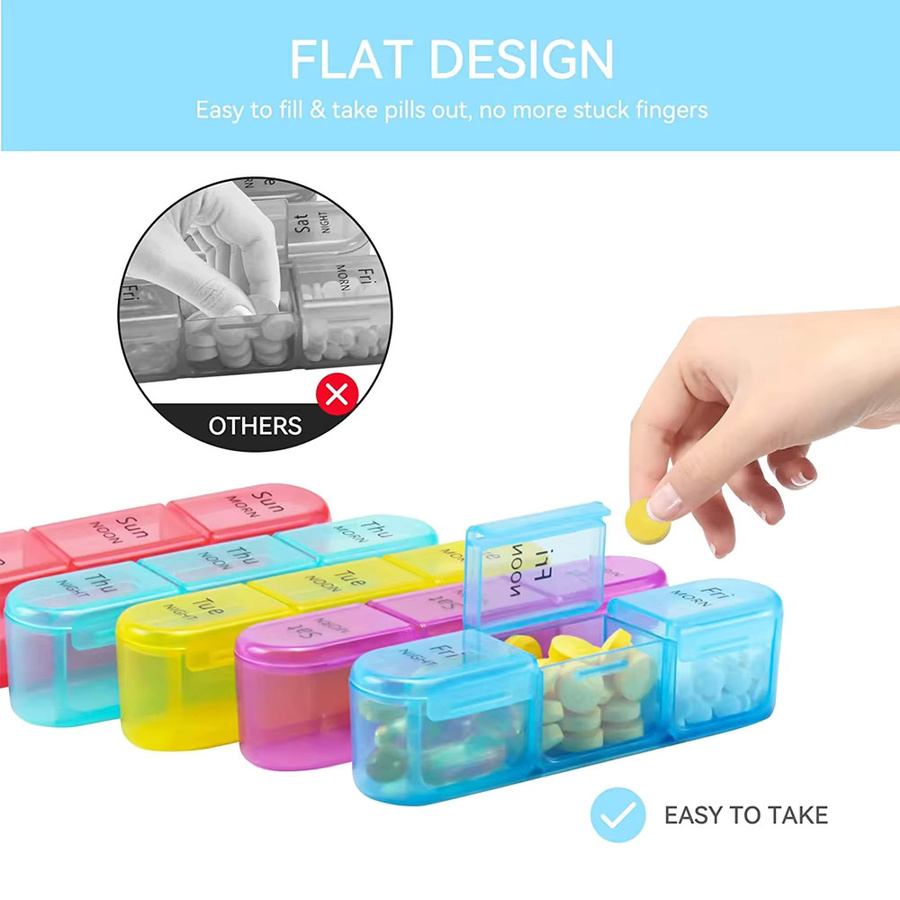 YQQGD Pillenorganizer, Wöchentliche Pillenbox für 7 Tage, 21 Fächer, Unisex - Bild 2