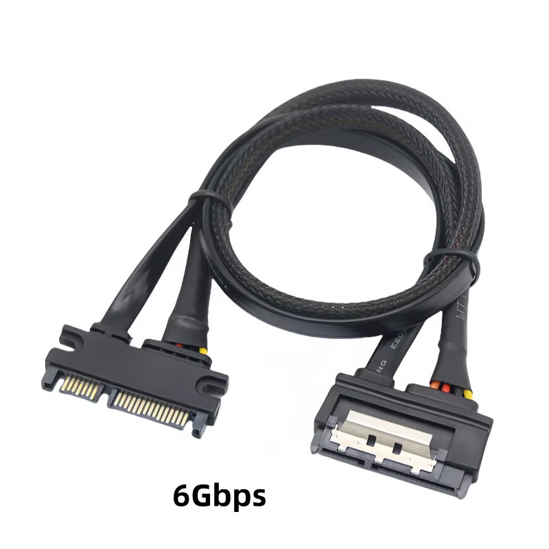 OULLX SATA 7+15PIN Verlängerungskabel Stecker auf Buchse für Festplatten-Stromversorgung und Datenübertragung, Schwarz - Bild 3