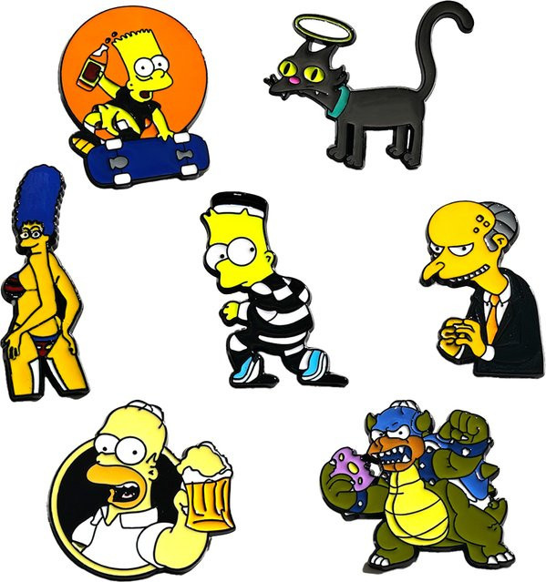 The Simpsons Broschen, Emaille-Pins, Bunt, 7 Stück - Bild 1