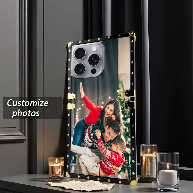 Quadratische galvanisierte Nieten-Telefonhülle für Apple iPhone Modelle in Schwarz - Bild 3