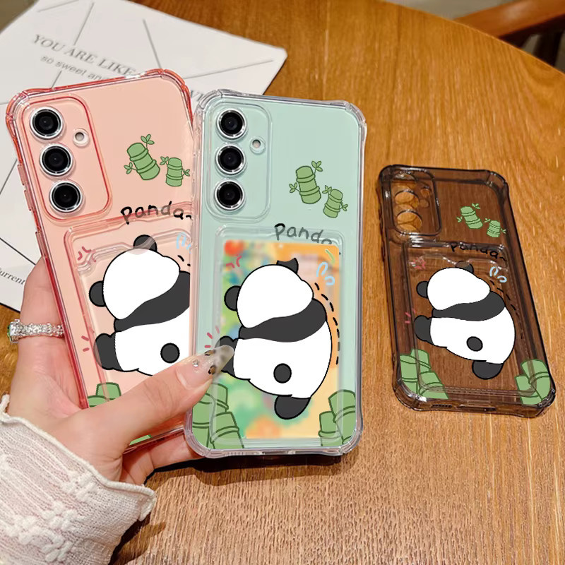 Panda Handyhülle mit Kartenfach für Samsung Galaxy S25 S26 S24 S23 S22 Ultra Plus A57 A37 A17 A56 A55 A54 A36 A14 A16 A35 in Pink Multicolour - Bild 1