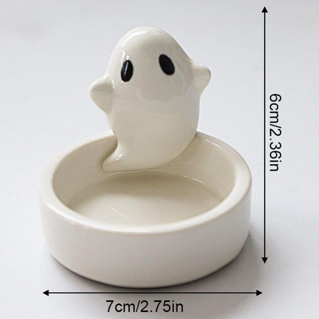 Teelichthalter Geist aus Keramik in Grau und Weiß für Halloween Dekorationen von Yiran Furniture - Bild 1