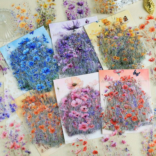 Journamm 40 Stück Blumen-Aufkleber aus PET für Scrapbooking, Junk Journal und Collagen - Bild 1
