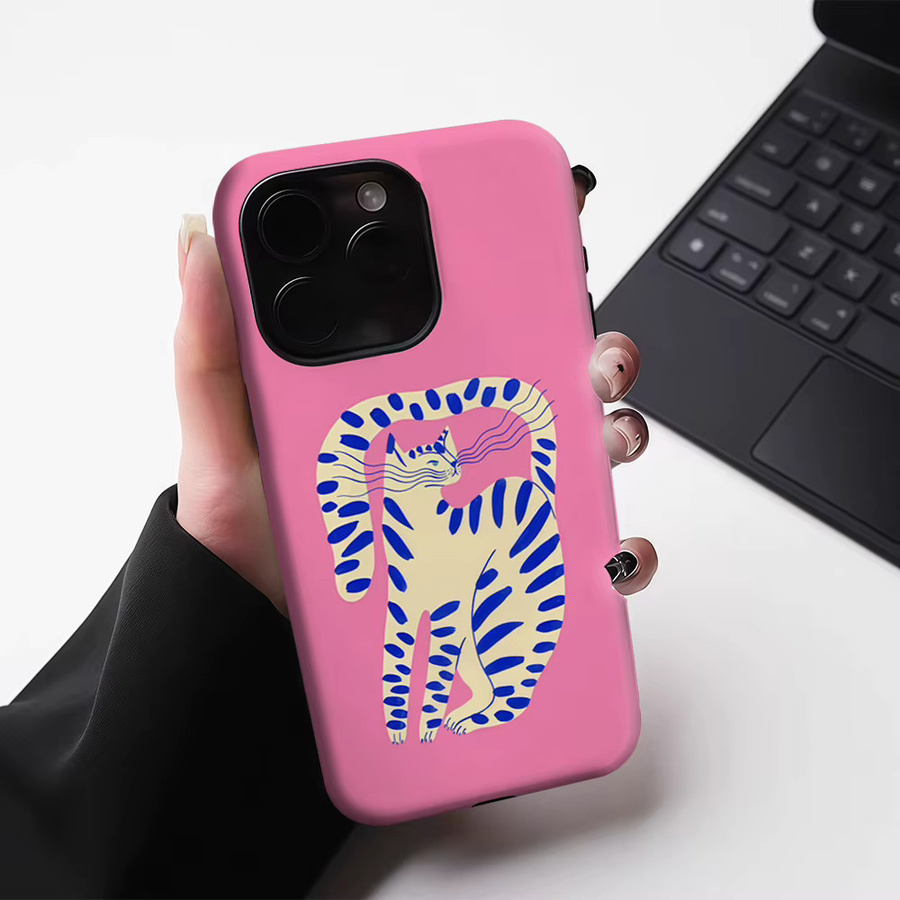 Potdemiel Handyhülle mit Katzen-Design für iPhone 17 16 15 14 13 Pro Max Plus in Rosa und Blau mit magnetischem Einzel- und Doppelschicht-Schutz - Bild 4