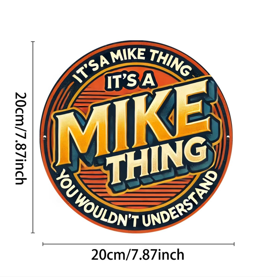 Potdemiel Retro-Aluminium-Metallschild Wandkunst It's a Mike Thing, Rund, Mehrfarbig, B/H: 20 x 20 cm - Bild 2