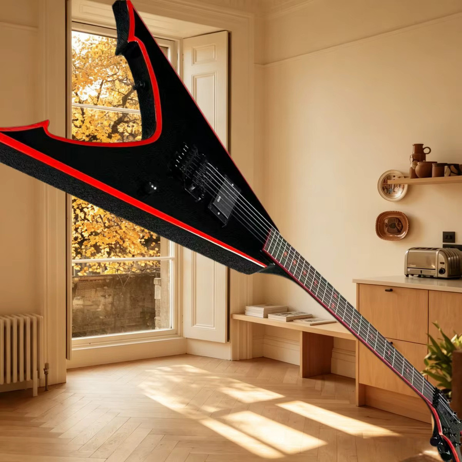 OUCEY H-Tonabnehmer für Rockgitarren in Rot-Schwarz mit verstellbarer Brücke und Tri-Band-Equalizer - Bild 2