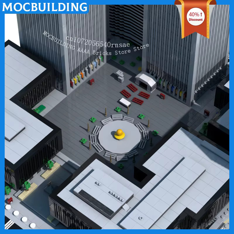 MOCBUILDING Architekturmodell World Trade Center City Street View Bausteine Set in Grau im Maßstab 1:650 als kreativer DIY-Bausatz aus Kunststoff - Bild 3