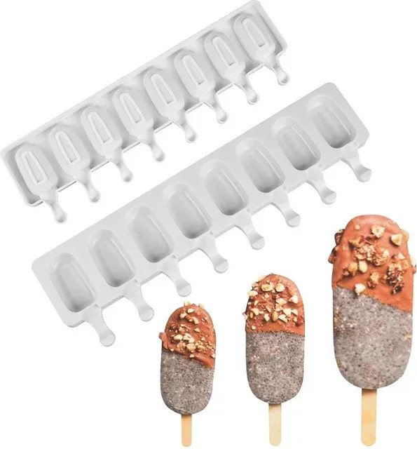 Galavilly Silikon Eisformen für Popsicles und Fruchtsaft, 4/8 Löcher, Weiß - Bild 1