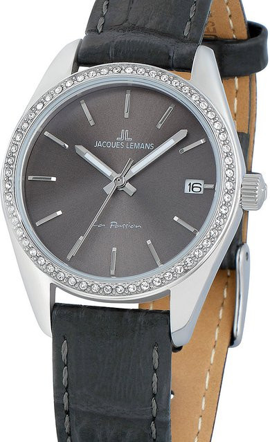 Jacques Lemans Damenuhr, Quarz, Edelstahl, Leder, 30 mm, 10 ATM - Bild 1