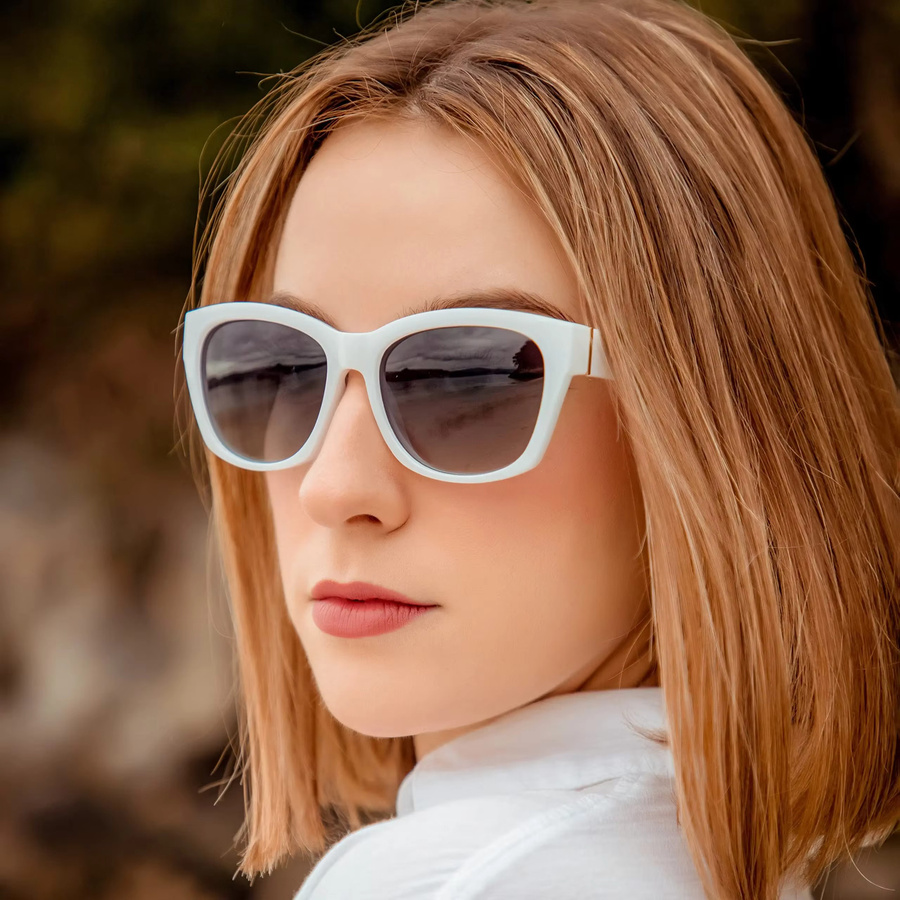 BLUEMOKY Cat-Eye Sonnenbrille, Damen, Vollrand, Kunststoff, weiß - Bild 2