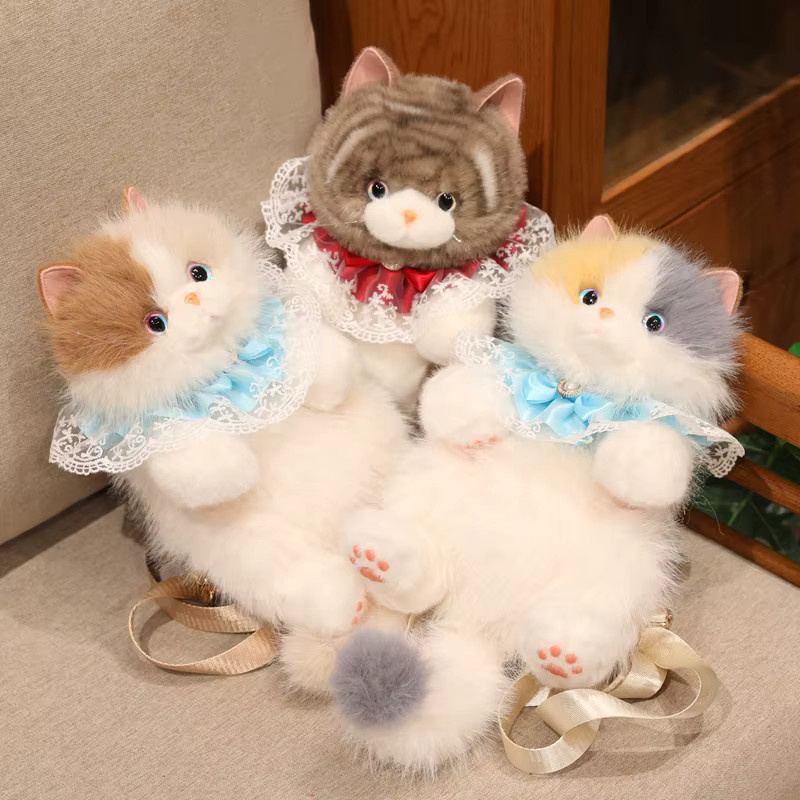 MIAOOWA Ragdoll-Katzen-Rucksäcke, Plüsch-Pudeltasche, Mädchen-Schultertaschen, Plüsch-Schultaschen, Kätzchen-Spielzeug - Bild 3