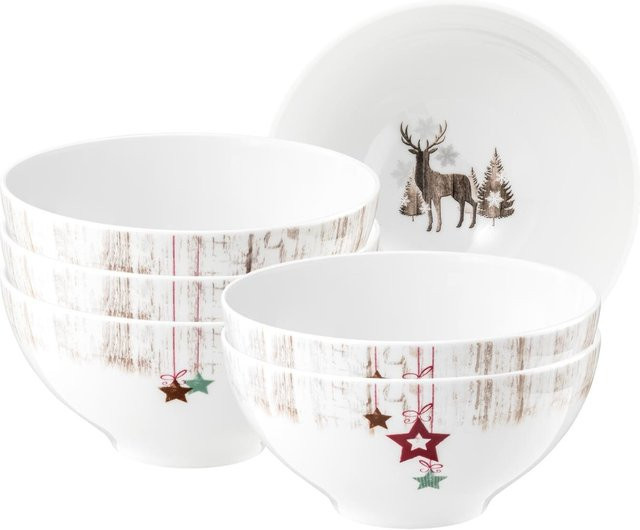 Seltmann Weiden Schüssel Life Christmas aus Porzellan, Farbe: Weiß, Durchmesser: 15,5 cm, 6er Set - Bild 1