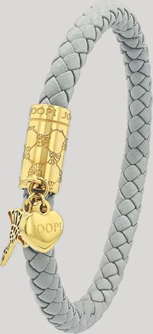 Joop! Armband Leder, Logo-Herz-Anhänger, Hellgrau/Gold, Unisex - Bild 1