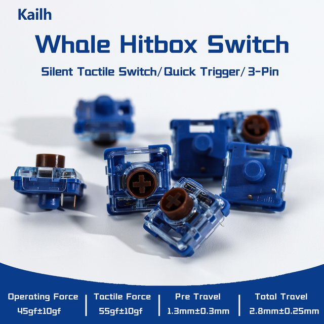 Kailh Hitbox Switch Silent Tactile MINI Low Profile Deep Sea Whale Switches für mechanische Gaming-Tastaturen und Hitbox-Controller in Blau - Bild 1