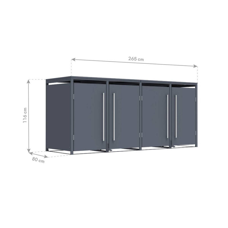 Westmann Mülltonnenbox Pedura 4 für 4x 240L mit Fußpedal Anthrazit B/H/T: 265 x 116 x 80 cm - Bild 2