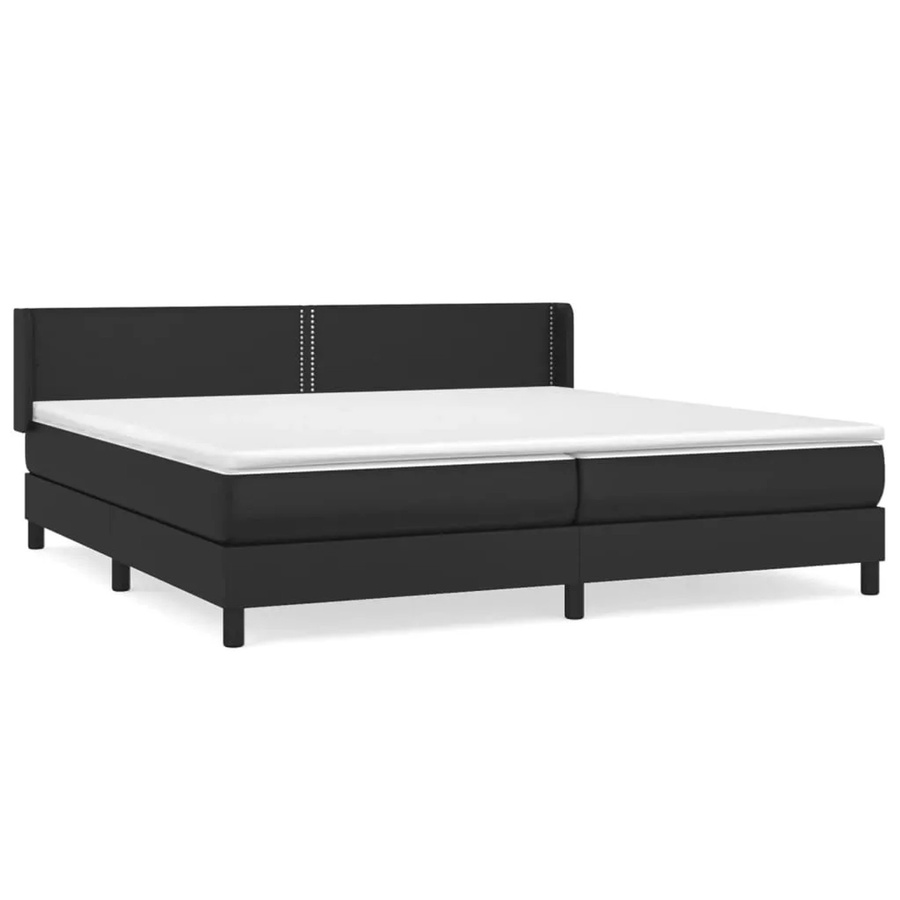vidaXL Boxspringbett mit Matratze in Schwarz aus Kunstleder, Hybrid-Design mit Taschenfederkern, B/T/H: 200 x 200 x 78 cm - Bild 2