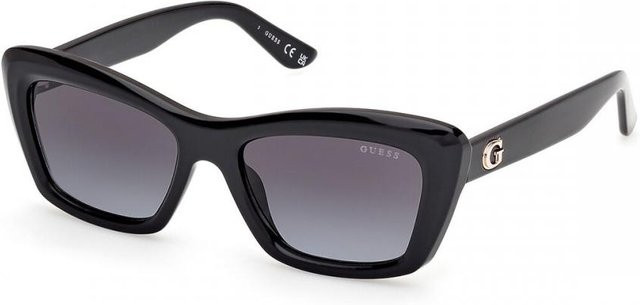 Guess GU00195 Sonnenbrille, Butterfly, Vollrand, Kunststoff, Damen, Shiny Black, Grau - Bild 1