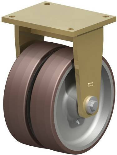Blickle Doppel-Bockrolle BSD-GB 302K in Silber und Braun, Rad-Durchmesser: 300 mm, Tragfähigkeit: 4300 kg - Bild 1