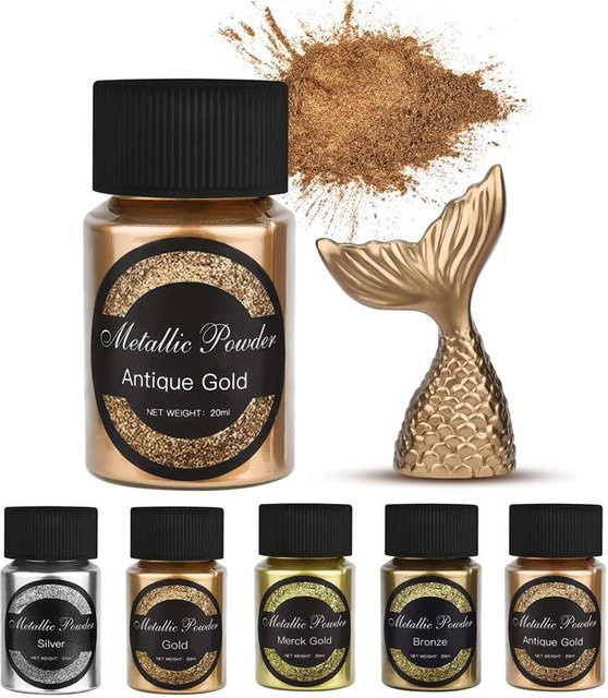 Schimmerndes Metallic-Gold-Silber-Farbpigment für UV-Harz und Epoxidharz, 20 ml Perlglanz-Farbstoff zur Schmuckherstellung - Bild 1