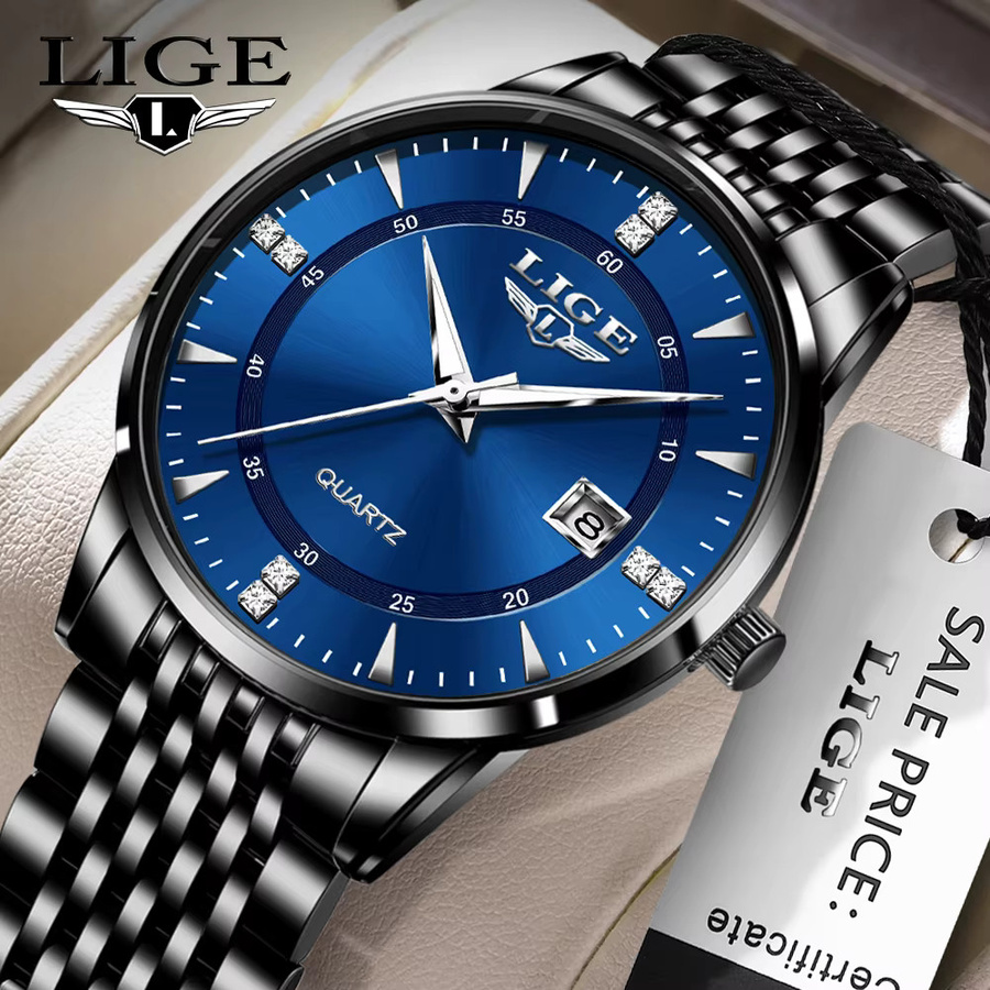 LIGE Armbanduhr Quarz, Edelstahl, Diamant, Herren - Bild 6